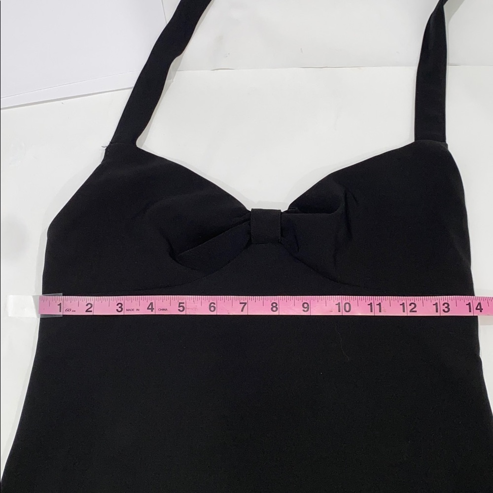 Zara Basic Collection Black Halter Mini Dress with Bow Detail Size Medium - Picture 7 of 9